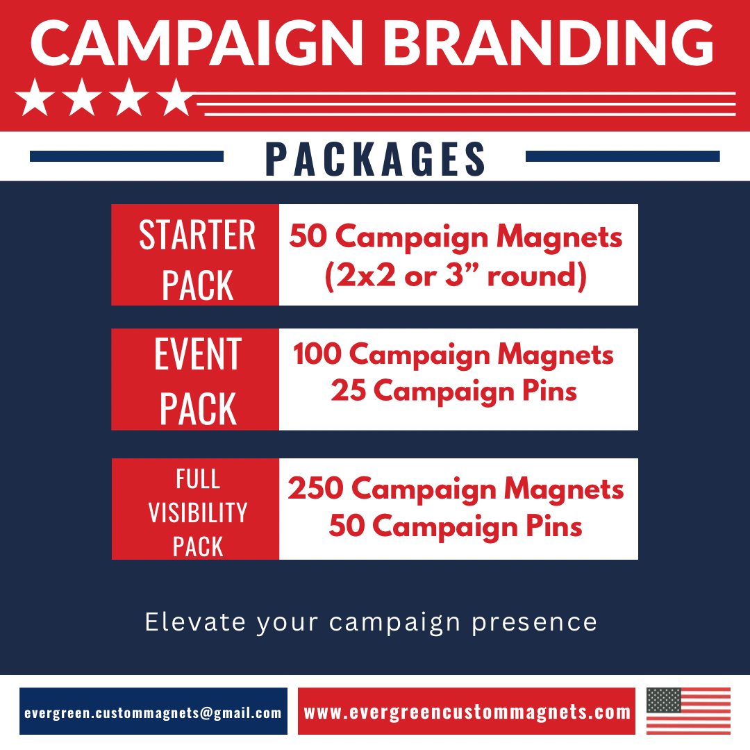 Campaign Branding Magnets and Pins